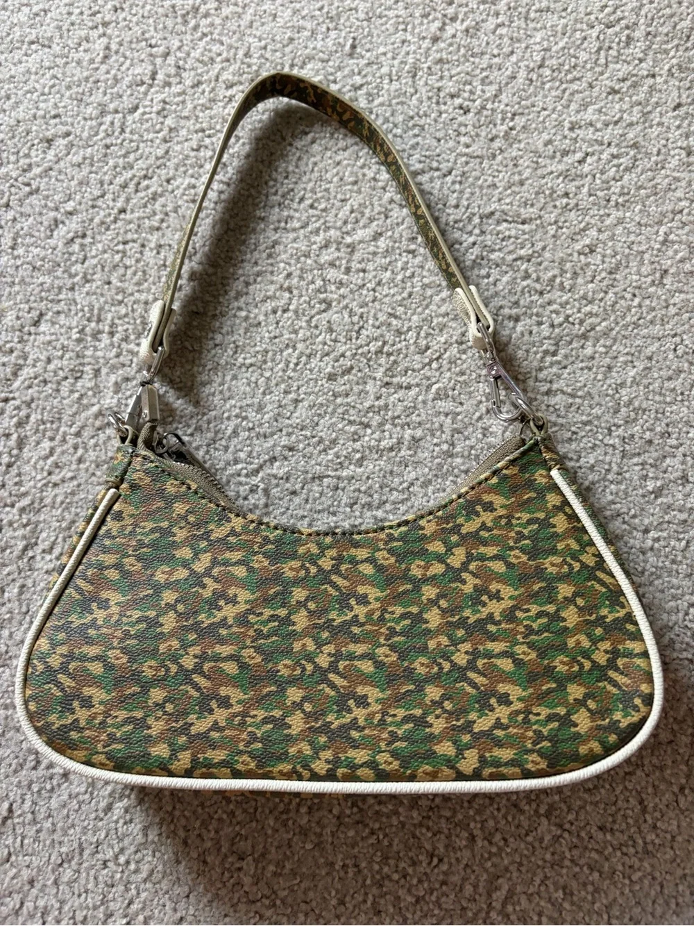 Von Dutch Green Camo Mini Shoulder Bag with Silver Chain Accents